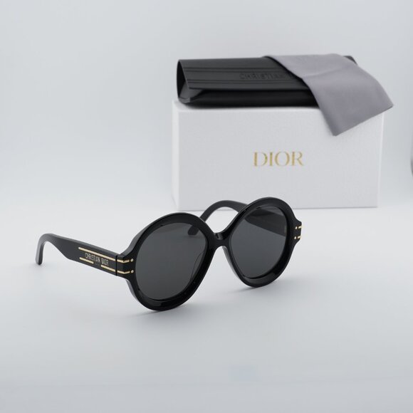 Dior DIORSIGNATURE R1U 10A0 Round Sunglasses - Black\\Smoke main image 5